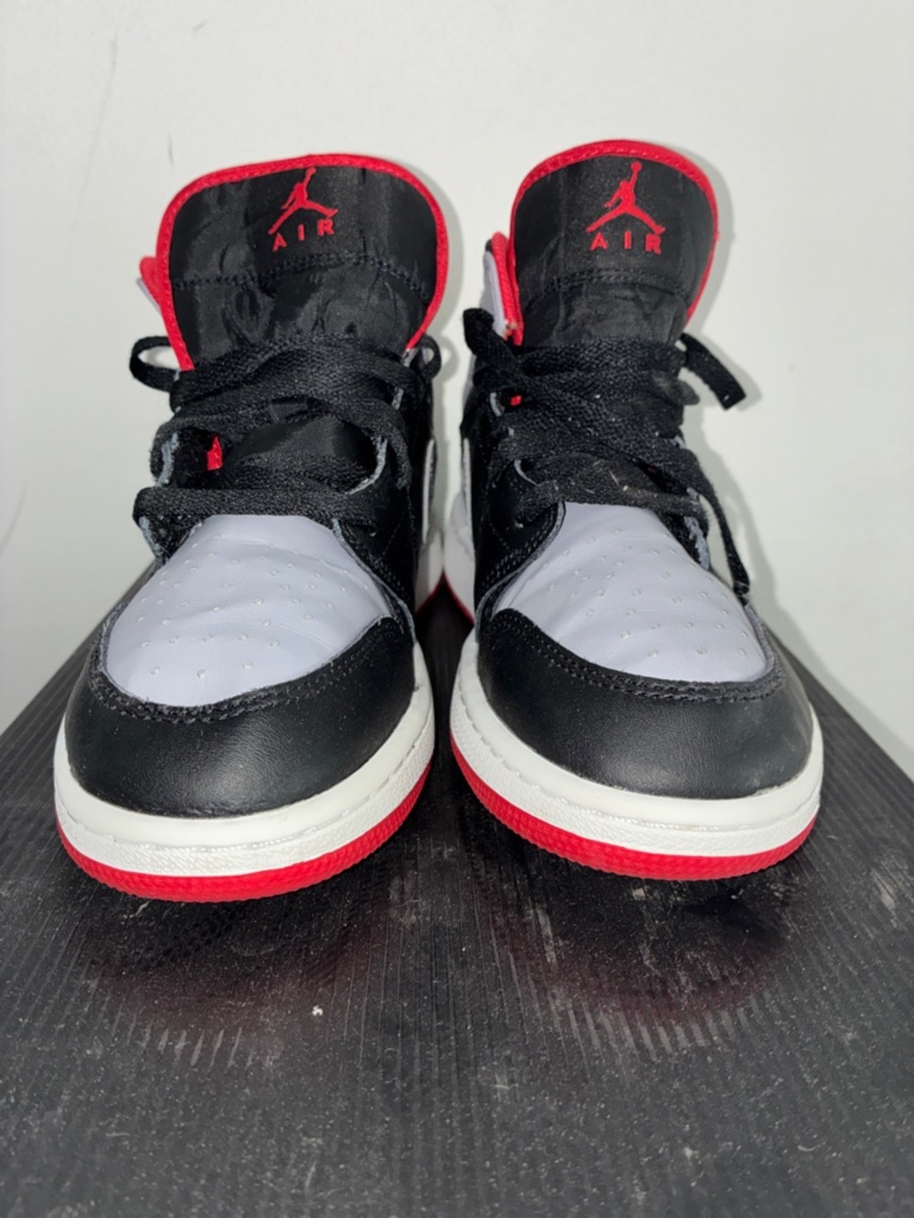 Jordan Kids Black/White/Red Mid-Top Sneakers